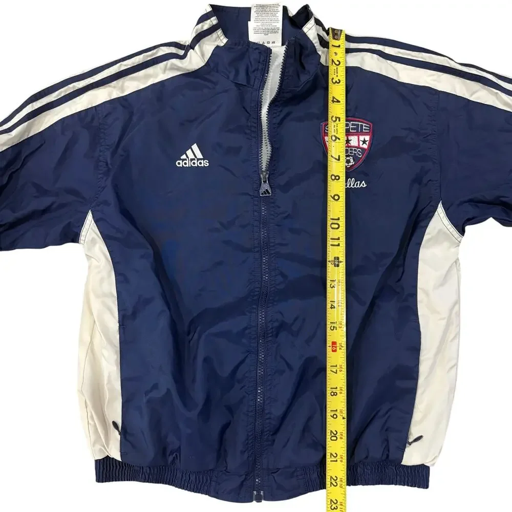adidas Vintage Y2K Track Pants Jacket Set Blue White Stripe Youth Soccer Warmup